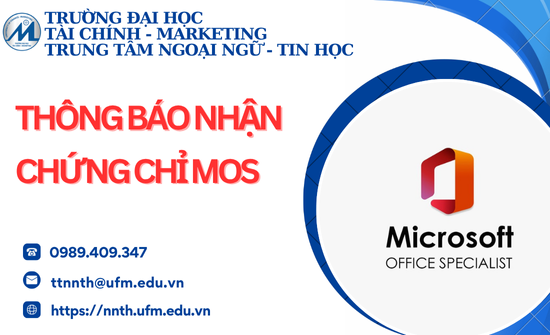 Thông báo nhận chứng chỉ Tin học MOS (Ngày 17/8/2025)